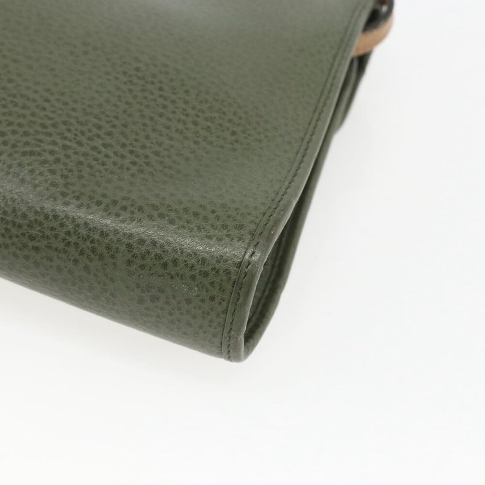 Authentic Christian Dior Shoulder Bag Leather Khaki Gold - Picture 7 of 16